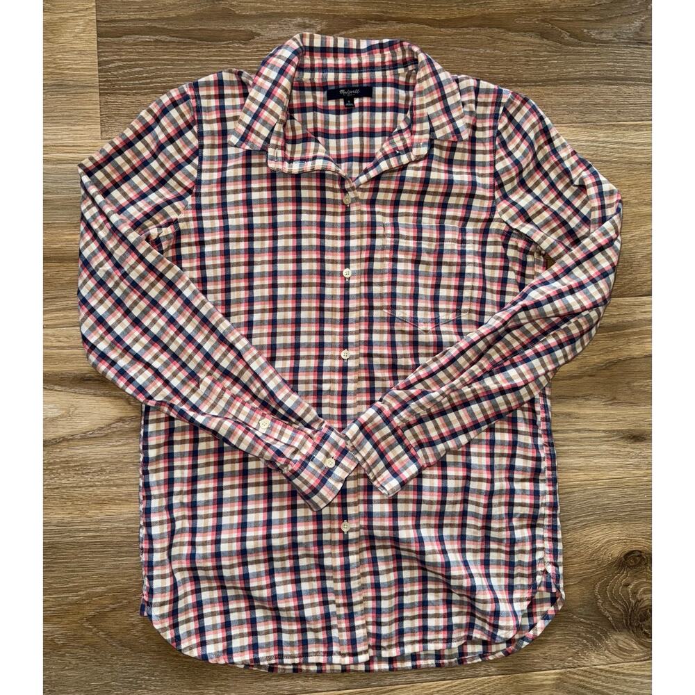 Madewell Flannel Slim Boyshirt in Palma Plaid - size Small - OA4